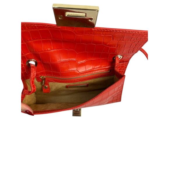 Jimmy Choo River Red Crocodile Embossed Leather Bag - Picture 4 of 14